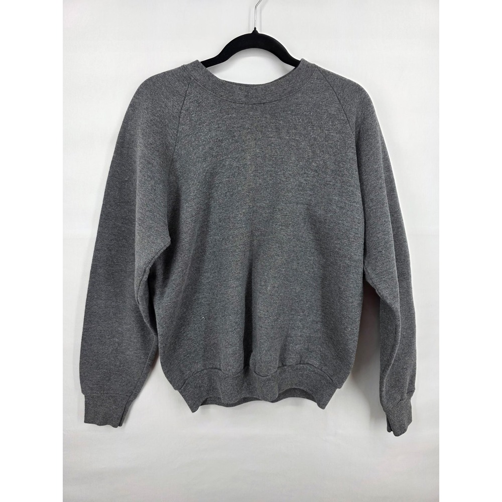 Vintage Fruit of the Loom Sweatshirt Mens Large Gray Raglan Made in USA Pullover
